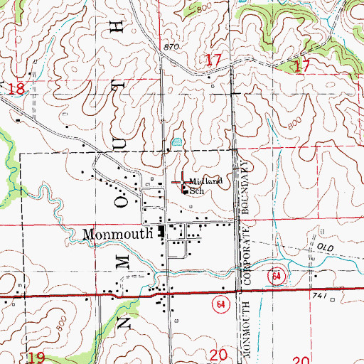 Topographic Map of Midland School, IA