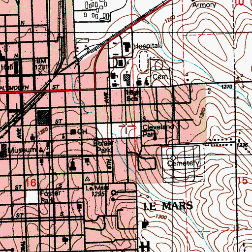Topographic Map of Cleveland Park, IA