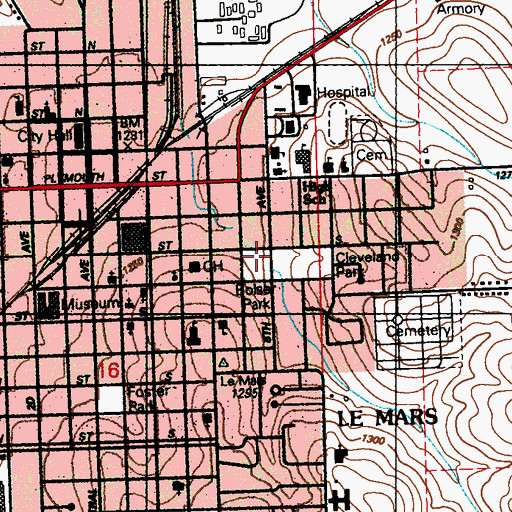 Topographic Map of Bolser Park, IA