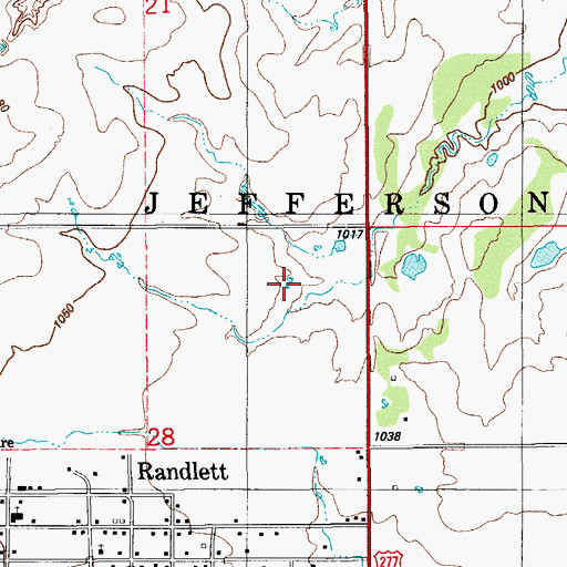 Topographic Map of Township of Jefferson, OK