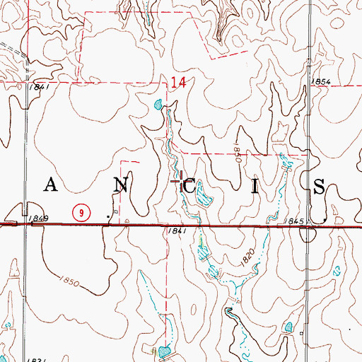 Topographic Map of Township of Francis, OK
