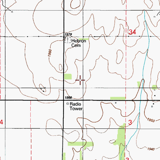 Topographic Map of Township of West Turkey Creek, OK