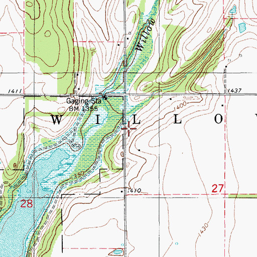 Topographic Map of Township of Willow, OK