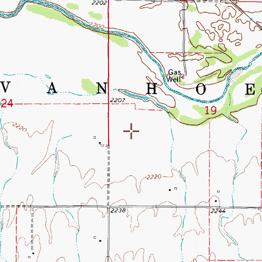 Topographic Map of Township of Ivanhoe, OK