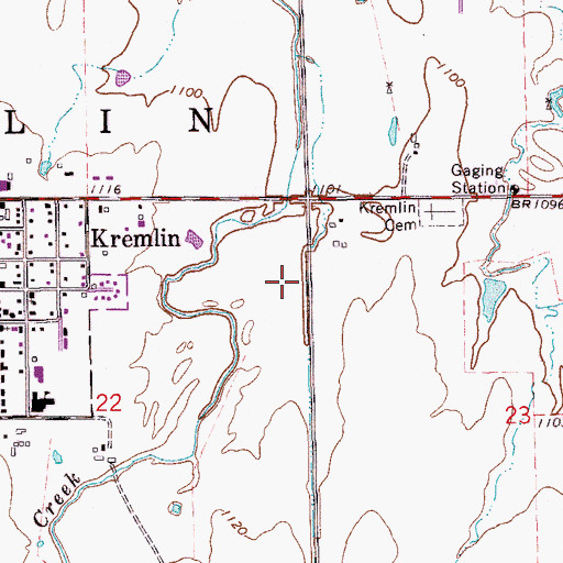 Topographic Map of Township of Kremlin, OK