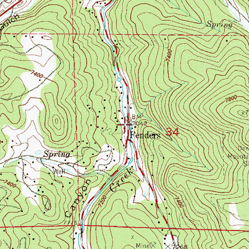 Topographic Map of Fenders, CO
