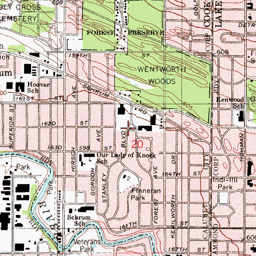 Topographic Map of Community Presbyterian Church, IL