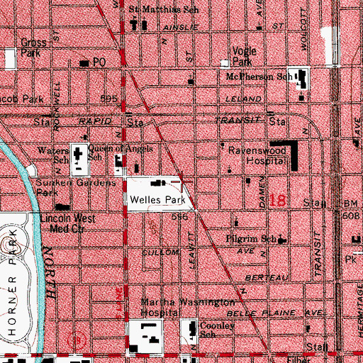 Topographic Map of Chicago Public-Conrad Sulzer Regional Branch Library, IL