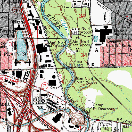 Topographic Map of Dam Number 4 North, IL