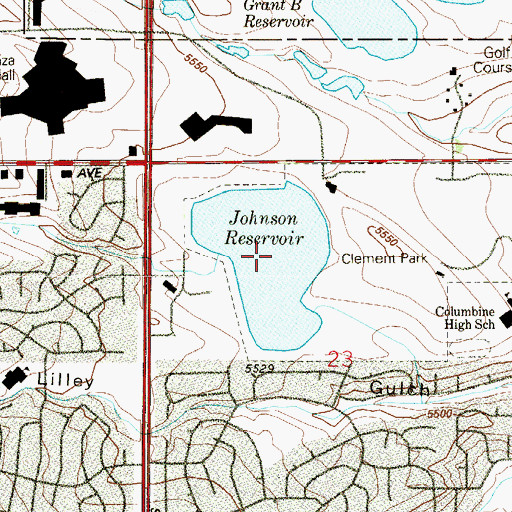 Topographic Map of Johnson Reservoir, CO