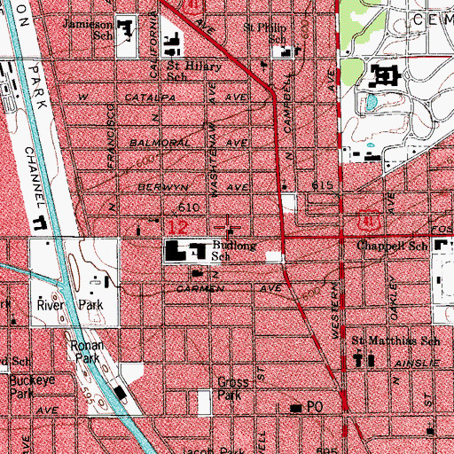 Topographic Map of Chicago Korean Presbyterian Church, IL