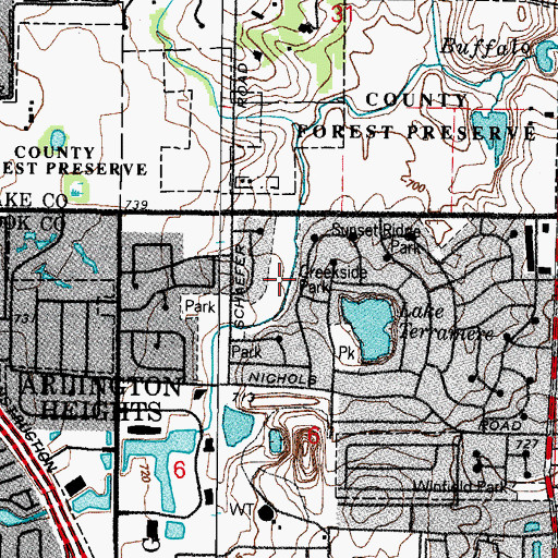Topographic Map of Creekside Park, IL