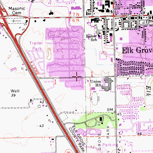 Topographic Map of Elk Grove Church of the Nazarene, CA