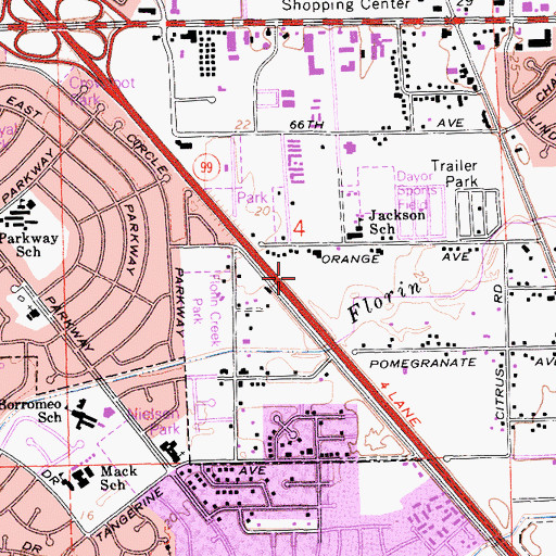 Topographic Map of Sheldon Park, CA