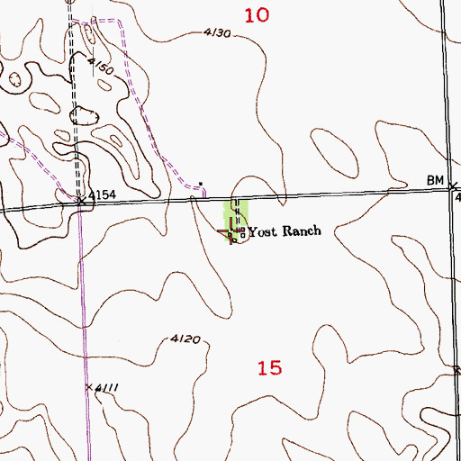 Topographic Map of Yost Ranch, CO