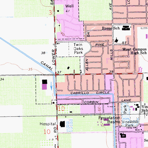 Topographic Map of Lodi Avenue Baptist Church, CA