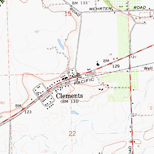 Topographic Map of Clements Post Office, CA
