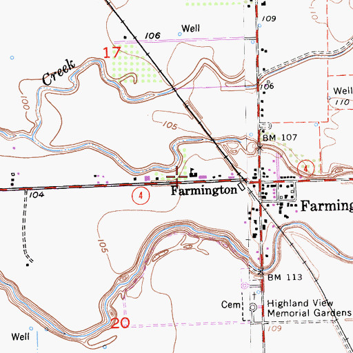 Topographic Map of Farmington Elementary School, CA
