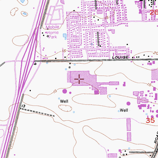 Topographic Map of Big Valley Factory Stores Shopping Center, CA