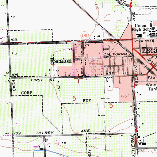 Topographic Map of El Portal Middle School, CA