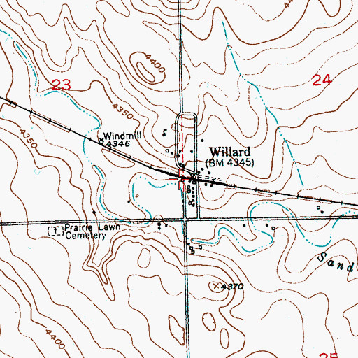 Topographic Map of Willard, CO
