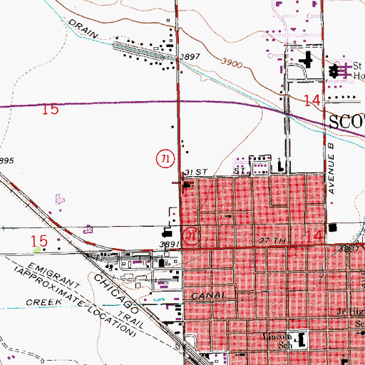 Topographic Map of First Baptist Church, NE