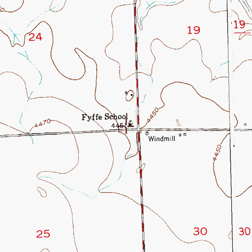 Topographic Map of Fyffe School, CO
