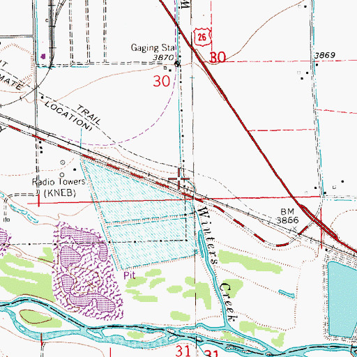 Topographic Map of Rebecca Winters Historical Marker, NE