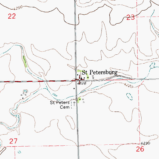 Topographic Map of Saint Petersburg, CO