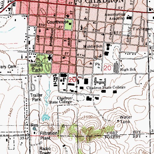 Topographic Map of Brooks Hall, NE