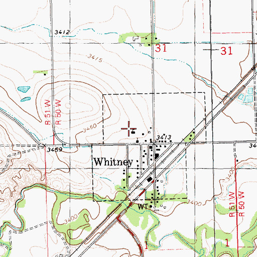 Topographic Map of Whitney Public School, NE
