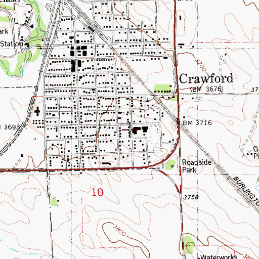 Topographic Map of Crawford School Bell Historical Marker, NE