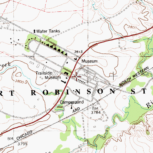 Topographic Map of Fort Robinson Historical Marker, NE