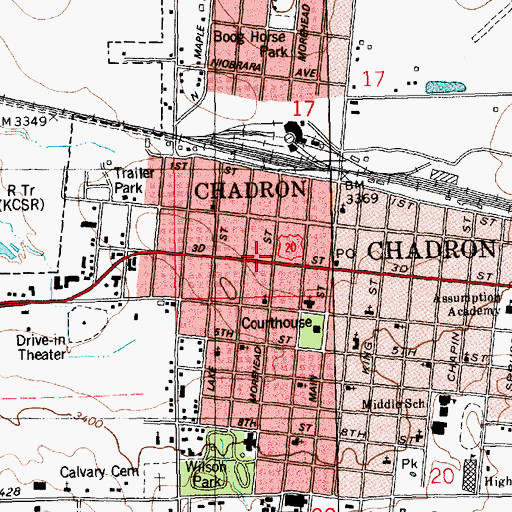 Topographic Map of Chadron Volunteer Fire Department, NE