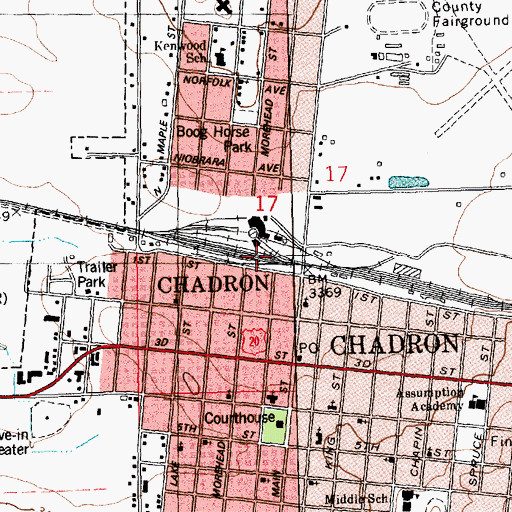 Topographic Map of Chadron Grain Elevator, NE
