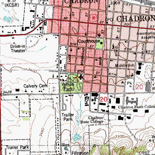Topographic Map of Chadron Community Hospital and Health Services, NE