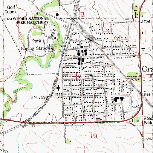Topographic Map of Crawford Public Library, NE