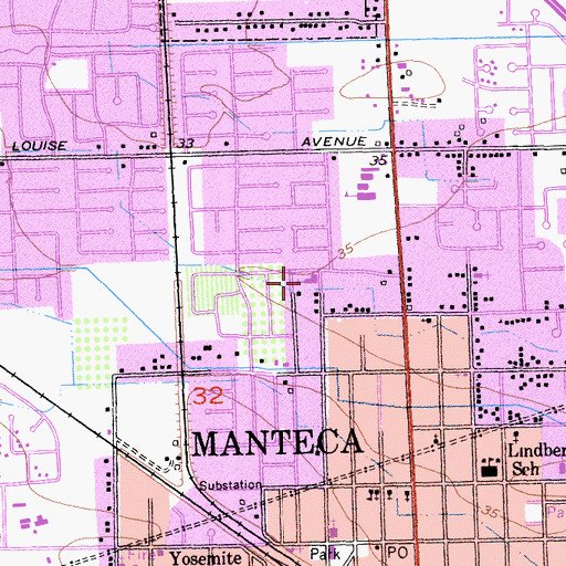 Topographic Map of Manteca First Church of the Nazarene, CA