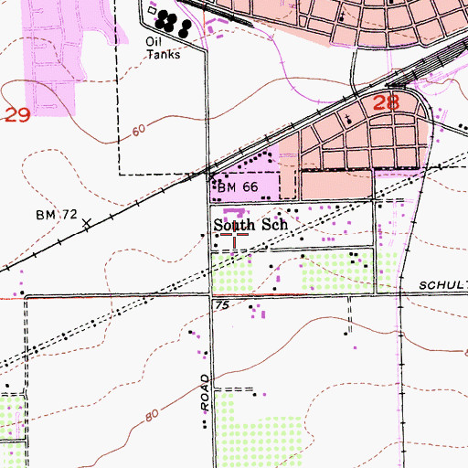 Topographic Map of South School Park, CA