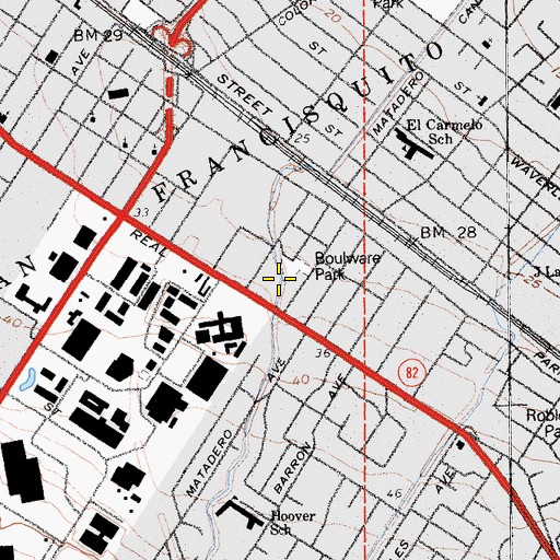 Topographic Map of Boulware Park, CA