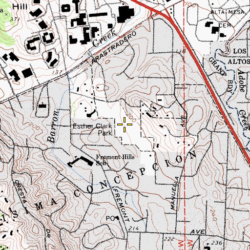 Topographic Map of Esther Clark Park, CA