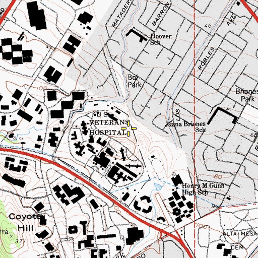 Topographic Map of Veterans Golf Course (historical), CA