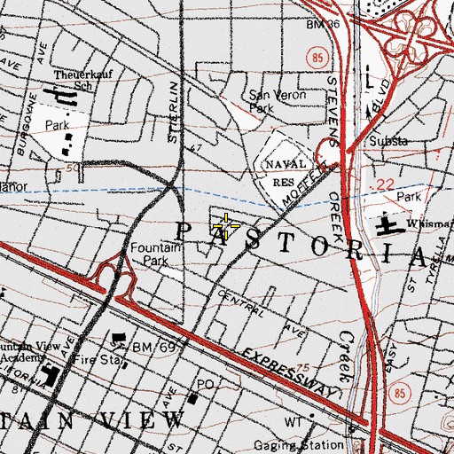 Topographic Map of Travelodge Mobile Home Park, CA