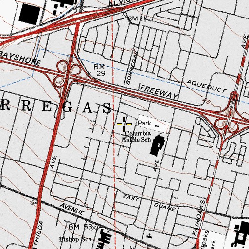Topographic Map of Moffett Trailer Village, CA