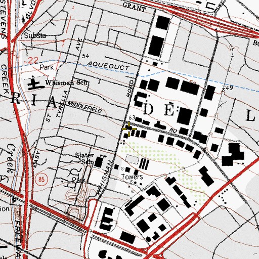 Topographic Map of Mountain View Adult Education Center, CA