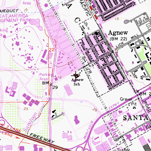 Topographic Map of Agnew Park, CA