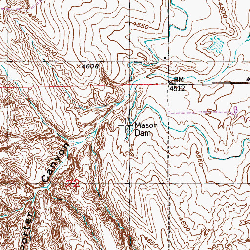 Topographic Map of Mason Dam, CO
