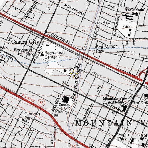 Topographic Map of The Rock United Pentecostal Church, CA