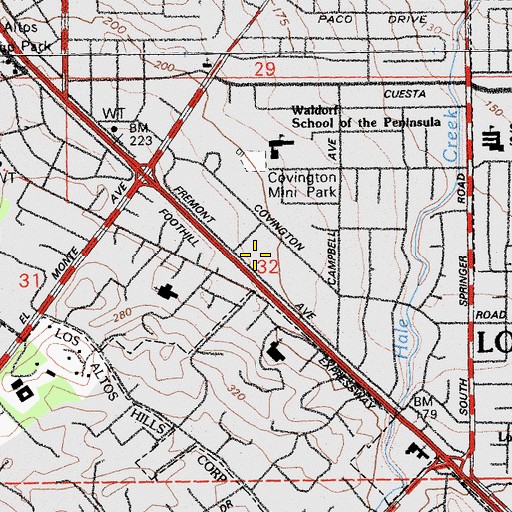 Topographic Map of Pinewood School Middle Campus, CA