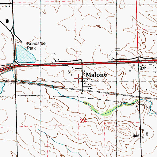 Topographic Map of Malone, IA